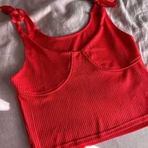 Tie shoulder crop top